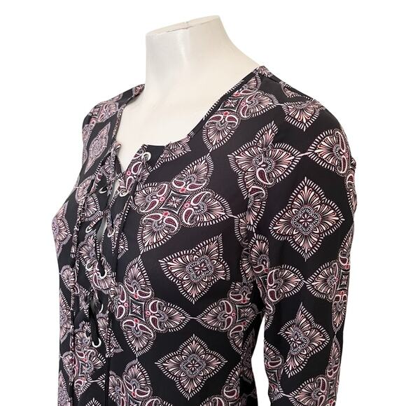 VTG 90s CHARLOTTE RUSSE Retro Medallion Print Semi Sheer Shift Dress SZ S - Picture 5 of 11